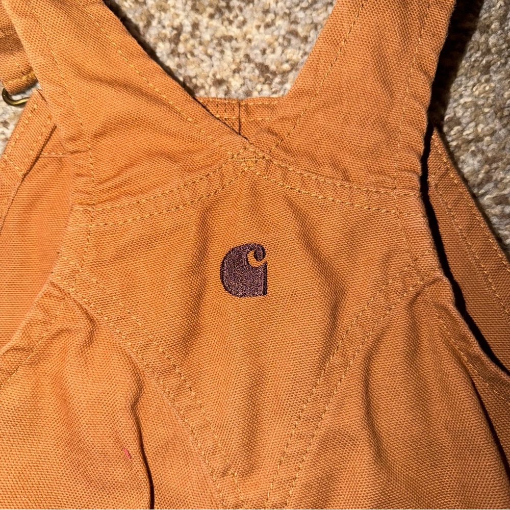 Carhartt Toddler Washed Canvas Duck Bib Overalls Carhartt  Brown Size 3T - Picture 4 of 7